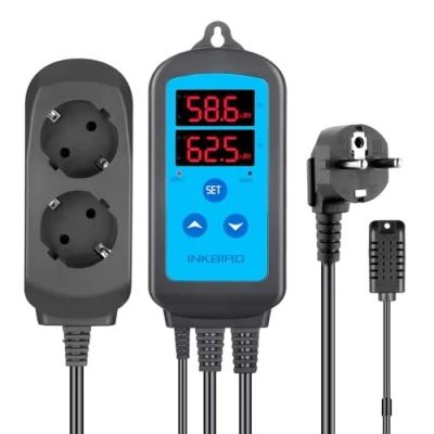 Imagen de Inkbird IHC 200 Higrostato Digital, Doble Relés para Controlar la Humedad Humidificador y Deshumidificador Reptiles Terrarios, Cultivo de hongos, Tocino Marinado Secado Habitación