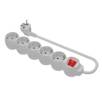 Imagen de SIMON Base Múltiple, Regleta de Enchufe Plano, 5 Tomas 16A, Ladrón Enchufes con Toma Tierra e Interruptor ON/OFF, Cable 1,5 Metros, Color Blanco