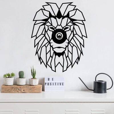 Imagen de Aplique mural origami león Apertura 39 x 12 49 cm MDF Metal Negro Menzzo