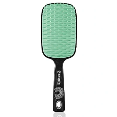 Imagen de Casalfe Cepillo XL desenreda sin tirones el pelo rizado. Púas flexibles que no rompen pelo. Apto para Método Curly, Adultos unisex, Negro y verde pastel