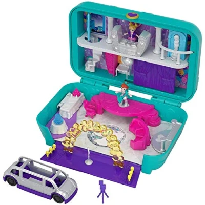 Imagen de Polly Pocket Maletín fiesta divertida, muñeca con accesorios (Mattel FRY41)