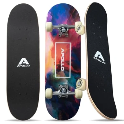 Imagen de Apollo Skateboard Niño, Monopatín Niño con Cojinetes ABEC 3 y Ejes de Aluminio, Skate Completo Diseños Geniales, Monopatines para Niños a Partir Años