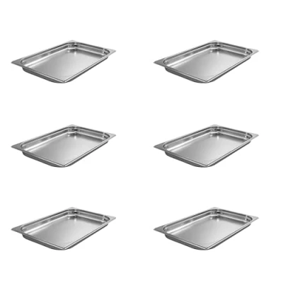 Imagen de AcMax 6 piezas GN 1/1 Contenedores Gastronorm acero inoxidable 5,0 litros fondo 40mm