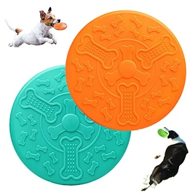 Imagen de OUOQI 2 Frisbee de Perro,Perros Interactivos Frisbee,Frisbee Goma,Juguete para Perros,Se Puede Utilizar en el Agua y la Tierra (1)