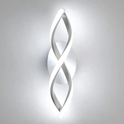 Imagen de Comely Lámpara de Pared LED, 16W 1800LM Aplique Interior Moderna, Diseño Curvas Iluminación para Baño, Salón, Dormitorio, Escalera, Pasillo, Blanco frío 6500K