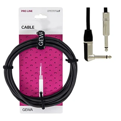 Imagen de GEWA Cable de instrumentos mono Pro Line 6m, negro, jack 6,3 mm angular mm, 190525