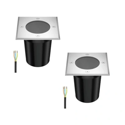Imagen de ledscom.de 2 pzas. luz empotrada en el suelo RELI para exteriores, IP67, acero inoxidable, angular, 11 x 11cm, 1x GU10 máx. 15W