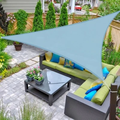 Imagen de AXT SHADE Toldo Vela de Sombra Impermeable Triangular 3x3x3m Protección Rayos UV para Exterior Terraza Patio Jardín Gris Azul