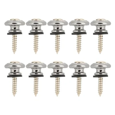Imagen de Guitarra Cerraduras de Correa Bloqueo Strap Lock,10 Pcs Cabeza Setas Botones Cabellos Metal Pin Extremo con Tornillo para Eléctrica Bajo Clásica Ukelele