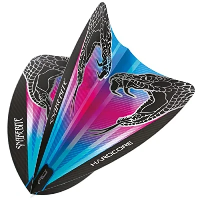 Imagen de RED DRAGON Peter Wright Snakebite Hardcore Freestyle vuelos de dardos color rosa y azul, 3 juegos por paquete (9 en total)