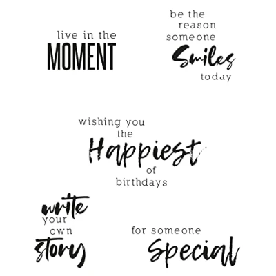 Imagen de Sizzix Sellos Transparentes, Paquete de 5, Sunnyside Sentiments #2 por Pete Hughes 665404 Capítulo 3 2022, Multicolor, One Size