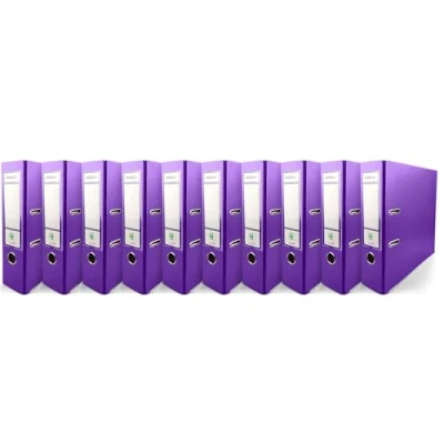 Imagen de Netuno 10x Ekobox archivadores color morado 2 anillas 8 cm A4 organizador ancho de cartón para oficina estanterías carpetas escritorio despacho