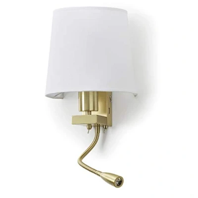 Imagen de EXO lighting Aplique de pared lector FIRENZE oro mate interior IP20 E27 LED incluye pantalla. para cabezal cama.…