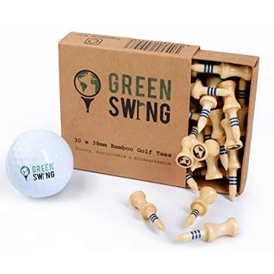 Imagen de Green Swing Camisetas de Golf bambú 38 mm, biodegradables Fuertes y sostenibles, 30 Unidades, Castillo Azul