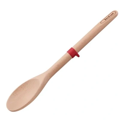 Imagen de Tefal Ingenio Wood Cuchara de madera con lengua silicona, materiales naturales, sin conductividad térmica, no daña sartenes ni ollas, anillo silicona para apoyar, FSC