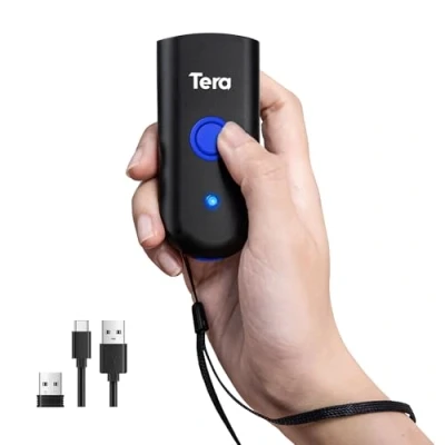 Imagen de Tera Mini escáner de código Barras portátil 3 en 1 láser Bluetooth y Cable USB e inalámbrico 2.4G para Lector 1D Funciona con iOS, Windows, Android, 5200C