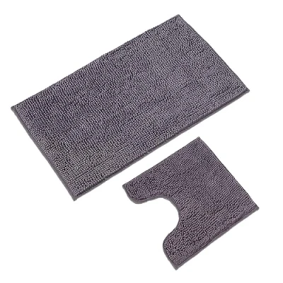 Imagen de WohnDirect Alfombrilla de baño Conjunto Alfombra Juego Antideslizante Lavable para el Cuarto Gris 50 x 80 cm + 45 con Recorte Inodoro