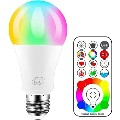 Imagen de iLC Bombillas colores RGBW LED Bombilla Cambio de Color Edison RGB 120 Regulable 10 vatios E27 Control remoto Incluido para Casa Decoración Bar Fiesta Ambiente Ambiance Iluminación