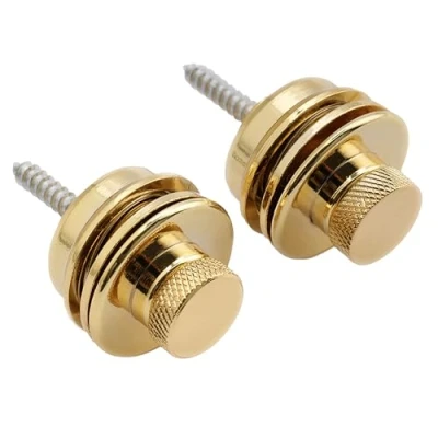 Imagen de Musiclily Metálico Cabeza Plana Strap Locks Enganche de Correa Seguridad Bloqueo para Guitarra Eléctrica Acústica o Bajo, Dorado (2 Piezas)