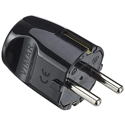 Imagen de Vimar ri.00230n spina (grande) 16 a 250 v , standard tedesco schuko, uscita cavo assiale, nero