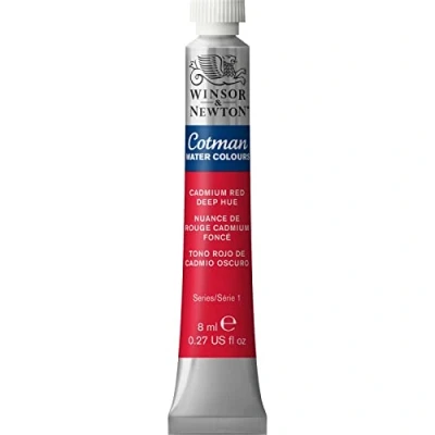 Imagen de Winsor &amp; Newton Cotman 8840084 Pintura de acuarela estudio, colores vivos con muy buenas propiedades procesamiento, tubo 8 ml, color rojo cadmio oscuro