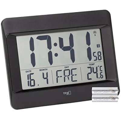 Imagen de TFA Dostmann Reloj de pared digital 60.4519.01 (negro con pilas)