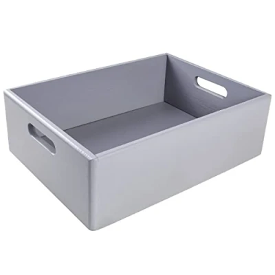 Imagen de Creative DECO XL Grande Caja Madera Decorativa Almacenaje Gris 40 x 30 13 cm (+/ 1cm) Asas Cesta Cajón Baúl Cofre Multiusos Decoupage Decorar Fruta Documentos Juguetes Herramientas