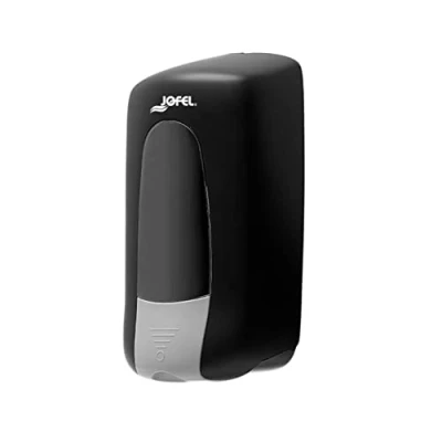 Imagen de Jofel Dosificador de Jabón para Pared, Recargable con Cartuchos Multifunción Capacidad 1L, Dispensador Baño, Válvula Anticorrosión y Antigoteo, Carcasa ABS, Aitana AC73600 MT, Negro Mate