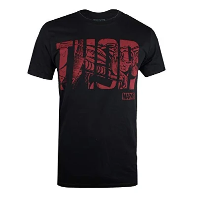Imagen de Marvel Thor Text Camiseta, Negro (Black Blk), Medium (Talla del Fabricante: Medium) para Hombre