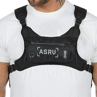 Imagen de Longzhuo Chaleco táctico para el pecho, bolsa de pecho hombre, hip hop, frontal táctica con agujero teléfono, reflectante, impermeable, ajustable, deportes,