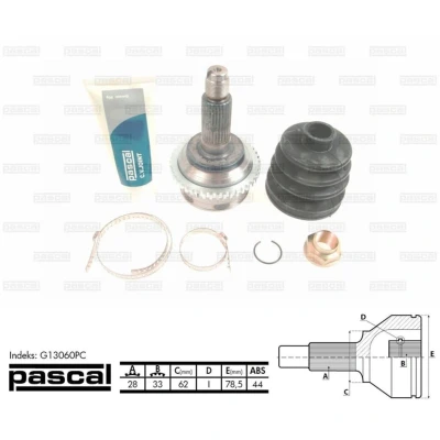 Imagen de PASCAL G13060PC Junta Homocinética lado de rueda MAZDA: 6 Hatchback, Wagon