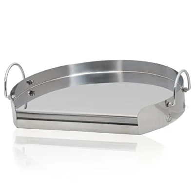 Imagen de BBQ Toro Plancha Semicircular en Acero Inoxidable para Parrilla 55 x 40 cm Adecuada Weber Grill Placa Universal Barcaboa de Gas y Carbón