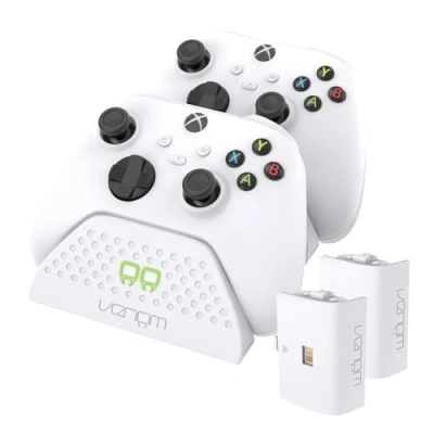Imagen de Venom Base de Carga Doble con 2 Paquetes baterías Recargables Blanco (Xbox Series X y S/Xbox One)
