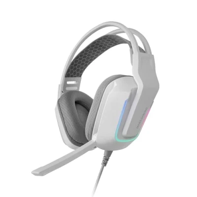Imagen de MARSGAMING MH STRIKE, Auriculares Gaming FRGB Rainbow, Diseño Ergonómico, Drivers Neodimio 50 mm, Micrófono Plegable, Controles Integrados, Almohadillas Air, Diadema Ajustable, Multiplataforma, Blanco