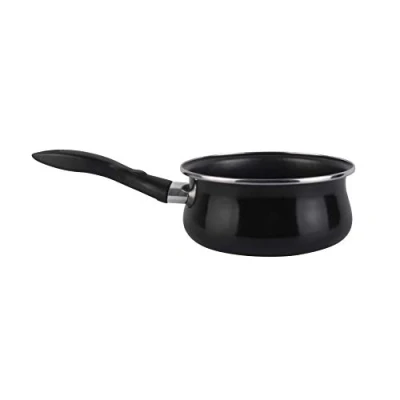 Imagen de MAGEFESA 2422800 Cazo de acero esmaltado, Antiadherente bicapa reforzado, Negro, 14 cm