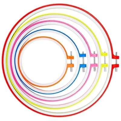 Imagen de CENPEK Juego de 5 aros bordado, plástico para punto cruz, a 11 pulgadas (multicolor)