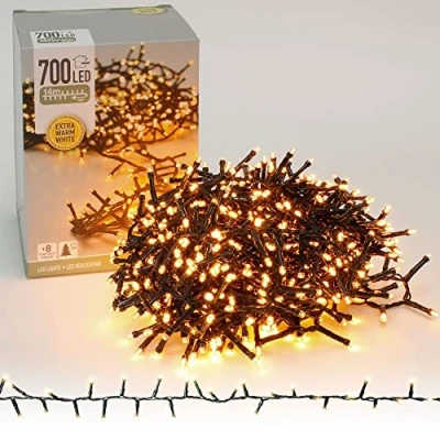 Imagen de ECD Germany Cadena De Luces Para El Árbol Navidad 14m 700 LEDs Blanco Extra Cálido 8 Modos IP44 Impermeable Interior/Exterior Hadas Iluminación Decoración Navideña Guirnalda Adorno