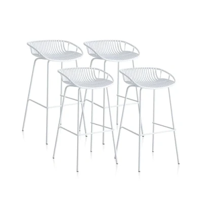 Imagen de duehome ARI, Pack 4 Taburetes Altos, Asiento Auxiliar, Taburete Contract, Acabado en Blanco, Medidas: 44 cm (Ancho) x 47 (Largo) 88 (Alto)
