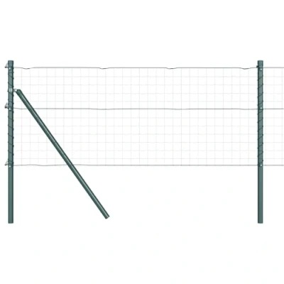 Imagen de vidaXL Poste de Valla 7 pcs Verde Ø32 mm 120 cm Acero galvanizado