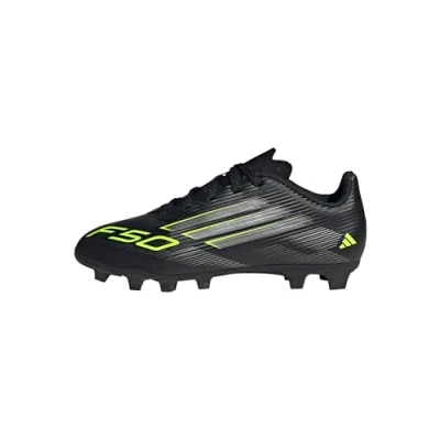 Imagen de adidas F50 Club Firm Multi Ground Football Boots Kids, Botas de fútbol, Core Black/Iron Metallic/Lucid Lemon, 31 EU