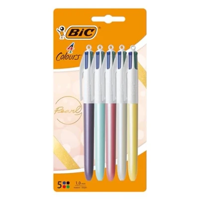 Imagen de BIC 4 Colores Pearl Bolígrafo Retráctil de Punta Media (1,0 mm) Multicolor