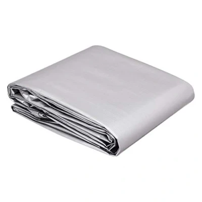 Imagen de Amazon Basics Lona de poliéster multiusos A prueba agua, Pack 1 unidad, 3.6 x 6 m, 0.4 mm espesor, Plateado Y Negro (Anteriormente Marca AmazonCommercial)