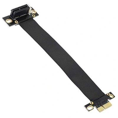 Imagen de GINTOOYUN PCIE 1 cable de extensión 90 grados, PCI Express 3.0, elevador macho a hembra, E, adaptador extensor para tarjeta gráfica (18 cm,