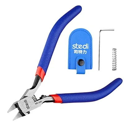 Imagen de stedi Pinza modelo de 5 pulgadas, con funda ultrafina un solo borde y cuchilla, herramientas plástico para reparación modelos fijación Gundam, color azul