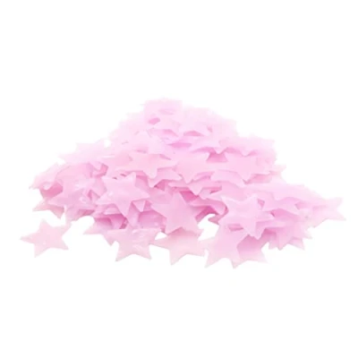 Imagen de 200 pegatinas de pared luminosas con estrellas, color rosa para el hogar, techo, brillan en la oscuridad, habitaciones infantiles, bebés y niños