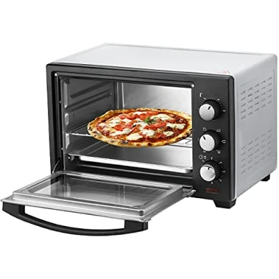 Imagen de Mini horno de 25 litros, minihorno pizza 3 en 1 bandeja para migas calor superior e inferior convección 1600 W temporizador 60 minutos