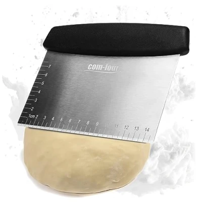Imagen de COM FOUR® Cortador de masa premium acero inoxidable rectangular con mango plástico (1 pieza color plateado cuadrado)
