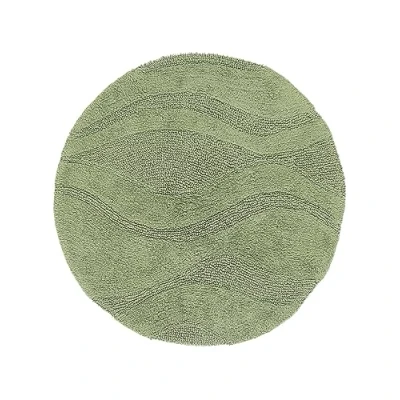 Imagen de RugVista Alfombrilla de Baño Breeze, ∅ 90 cm, Redonda, Pelo Medio, Antideslizante, Moderna, Lavable a Máquina hasta 30C, 100% Algodón, Verde