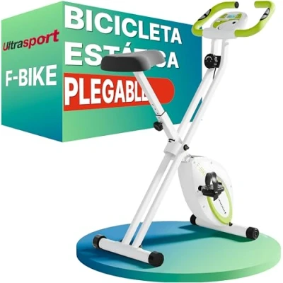 Imagen de Ultrasport F Bike, Entrenador bicicleta, Bicicleta fitness Ordenador entrenamiento LCD, plegable, Máx. del usuario 110 kg, medición pulso, 8 niveles resistencia, rueda ajuste, Verde