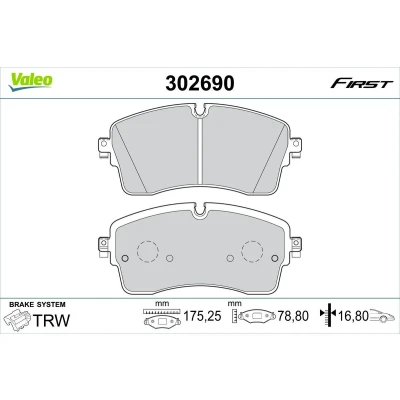 Imagen de VALEO 302690 Juego de pastillas freno Eje delantero excl. contacto avisador desgaste con tornillos, Chapa antichirridos